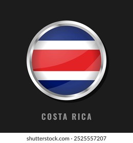 Costa Rica enmarcó la bandera nacional. Bandera circular brillante de Costa Rica.