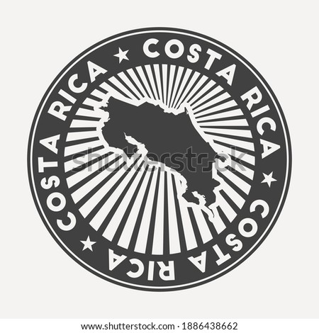 Costa Rica round logo. Vintage travel badge with the circular name and map of the country, vector illustration. Can be used as insignia, logotype, label, sticker or badge of Costa Rica.