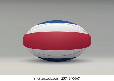 Costa Rica rugby ball featuring the national flag design on a gray background