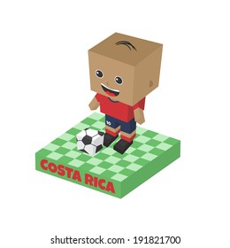 costa rica soccer block isometric cartoon character