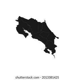 Costa rica soft black map with white detail isolated white background, eps 10