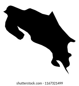Costa Rica - solid black silhouette map of country area. Simple flat vector illustration.