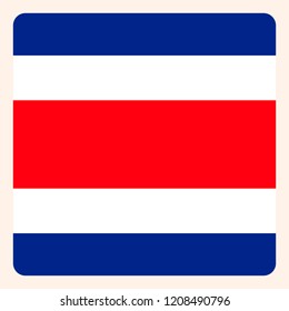 Costa Rica square flag button, social media communication sign, business icon.