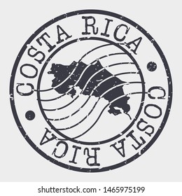 Costa Rica Stamp Postal. Map Silhouette Seal. Passport Round Design. Vector Icon. Design Retro Travel.