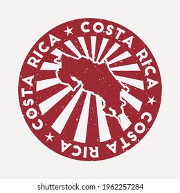 Costa Rica stamp. Travel red rubber stamp with the map of country, vector illustration. Can be used as insignia, logotype, label, sticker or badge of the Costa Rica.