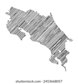 Costa Rica Thread Map Line Vektorillustration