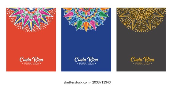 Costa Rica Traditional Ox Cart Wheel  designs and patterns for civic holidays, banners, postcards, posters, notebooks,  stationery - Vectors	