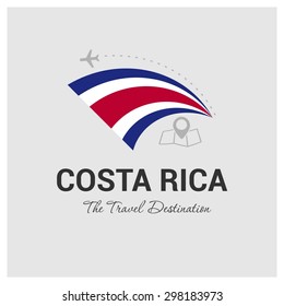 Costa Rica The Travel Destination logo - Vector travel company logo design - Country Flag Travel and Tourism concept t shirt graphics - vector illustration