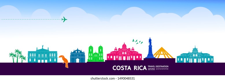 Costa Rica travel destination vector illustration.