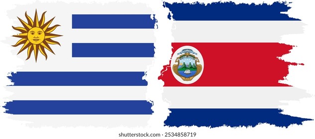 Conexión de banderas grunge de Costa Rica y Uruguay, Vector