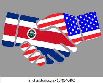 Costa Rica and USA flags Handshake vector