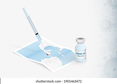 Costa Rica Vaccination, Injection with COVID-19 vaccine in Map of Costa Rica. Vaccination Concept Illustration.