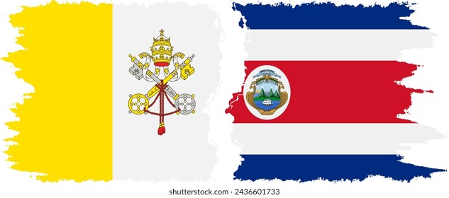 Costa Rica and Vatican grunge flags connection, vector