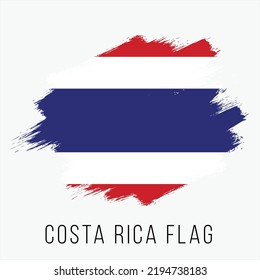 Costa Rica Vector Flag. Costa Rica Flag for Independence Day. Grunge Costa Rica Flag. Costa Rica Flag with Grunge Texture, Artistic Brush Stroke Texture