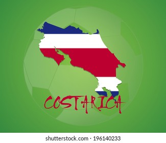 COSTA RICA vector illustration, map with soccer ball