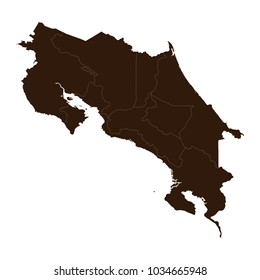 Costa Rica vector map. Black icon on white background.