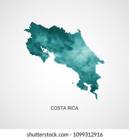 Costa Rica vector map - blue geometric gradient graphic background from hexagon dots.