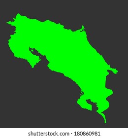 Costa Rica vector map silhouette isolated on black background. Central America country.