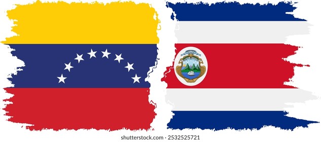 Costa Rica und Venezuela Grunge Flaggen Verbindung, Vektor