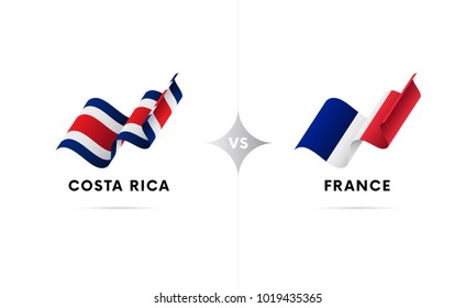 Costa Rica versus France. Football. Vector illustration.