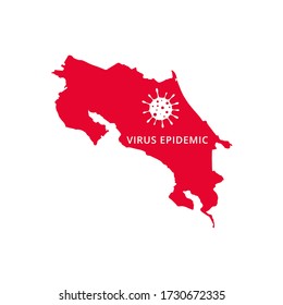 Costa Rica Virus Epidemic country of America, American map illustration, vector isolated on white background