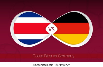 Costa Rica vs Germany  in Football Competition, Group A. Versus icon on Football background. Vector illustration.