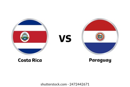 Costa Rica vs Paraguay match , isolated on white Background 