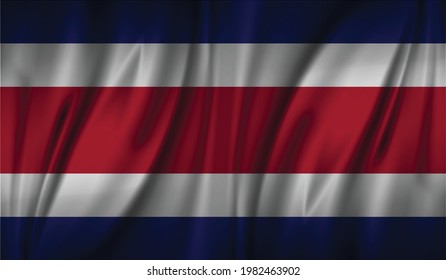 Costa Rica wave flag flat layout vector illustration