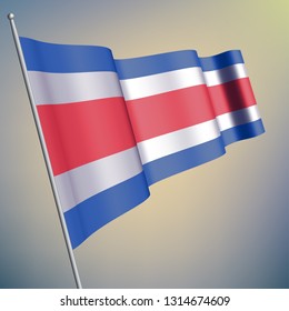 Costa Rica waving 3D flag. National symbol, realistic vector illustration. Eps10. - Vetorial