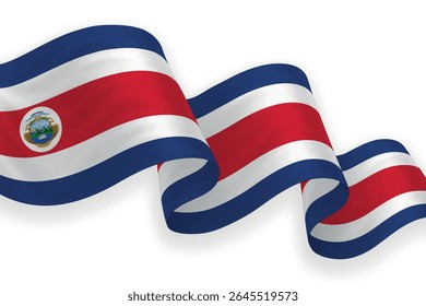 Costa Rica waving flag with bright colors on clean background