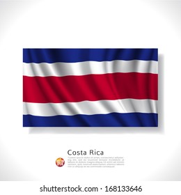 Costa Rica waving flag isolated against white background, vector illustration 