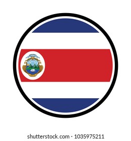 Bandera costarricense - Botón de bandera costarricense aislado en blanco, Ilustración isométrica 3D del país de Costa Rica.