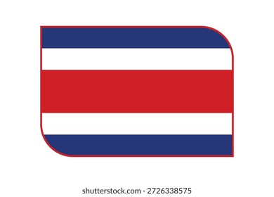Costa Ricanische Flagge mit horizontalen Streifen blau, weiß, rot, weiß, blau. Stellt Frieden, Reinheit und Wohlstand dar. Offizielles Emblem