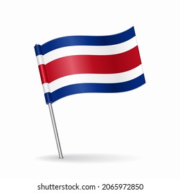 Costa Rican flag map pointer layout. Vector illustration.