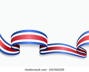 Costa Rican flag wavy abstract background. Vector illustration.