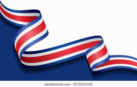 Costa Rican flag wavy abstract background. Vector illustration.