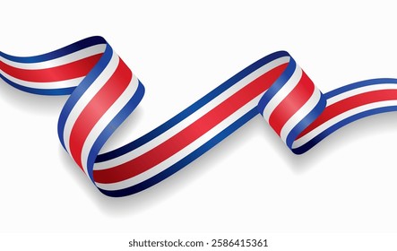 Costa Rican flag wavy abstract background. Vector illustration.