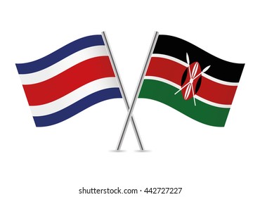 Costa Rican and Kenyan flags. Vector illustration.