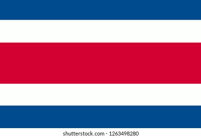 Costa Rican national official flag. Patriotic symbol, banner, element, background. Correct colors. Flag of Costa Rica waving on white background