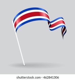 Costa-Rica Pin Symbol Wavy Flag.  Vektorgrafik.