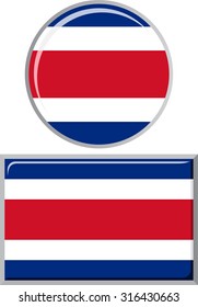 Costa Rican round and square icon flag. Vector illustration Eps 8.