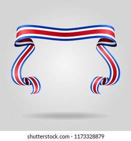 Costa Rican wavy flag abstract background. Vector illustration.