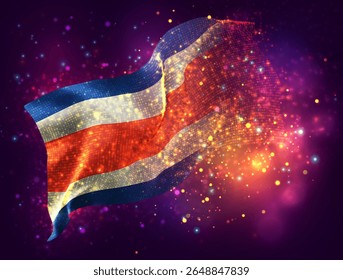 Costa Rica, vetor bandeira 3D com um toque de pontos de tinta, explosão de pontos coloridos