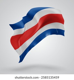 Costa Rica,vector 3d flag with waves on a white background