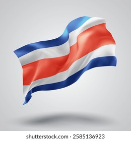 Costa Rica,vector 3d flag with waves on a white background