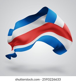 Costa Rica,vector 3d flag with waves on a white background