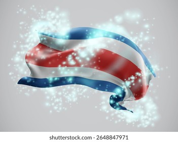 Costa Rica, vetor bandeira 3d em turbilhão de radiância mágica