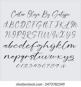 Costar Oliya is a modern calligraphy script font with fun characters with a bit of binder and alternatives. 