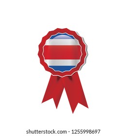 Costa-rica flag medal vector design.  Realistic 3D red color