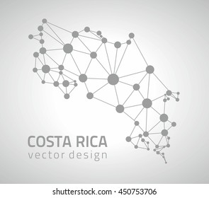Costarica grey contour and dot vector map